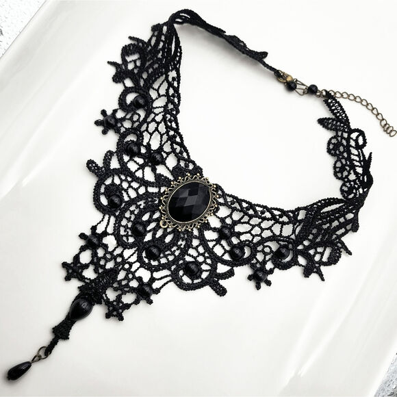 Gothic Victorian Black Lace Necklace - Picture 3 of 6